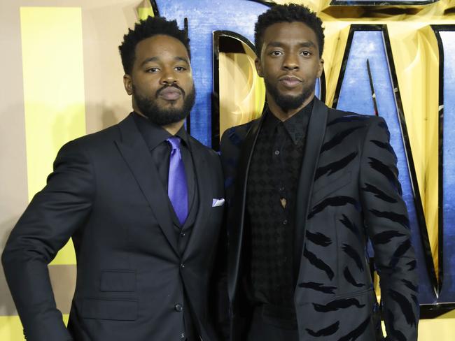 Director Ryan Coogler (left) and Chadwick Boseman at the London premiere of Black Panther. Picture: Tolga Akmen/AFP PHOTO