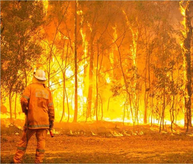 A firefighter at the Deepwater blaze. Picture: Queensland Fire and Emergency Services