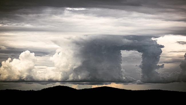 A stormy ‘open doorway’ cloud formation over Alice Springs, Central Australia taken on January 29. Picture: Michael Robertson