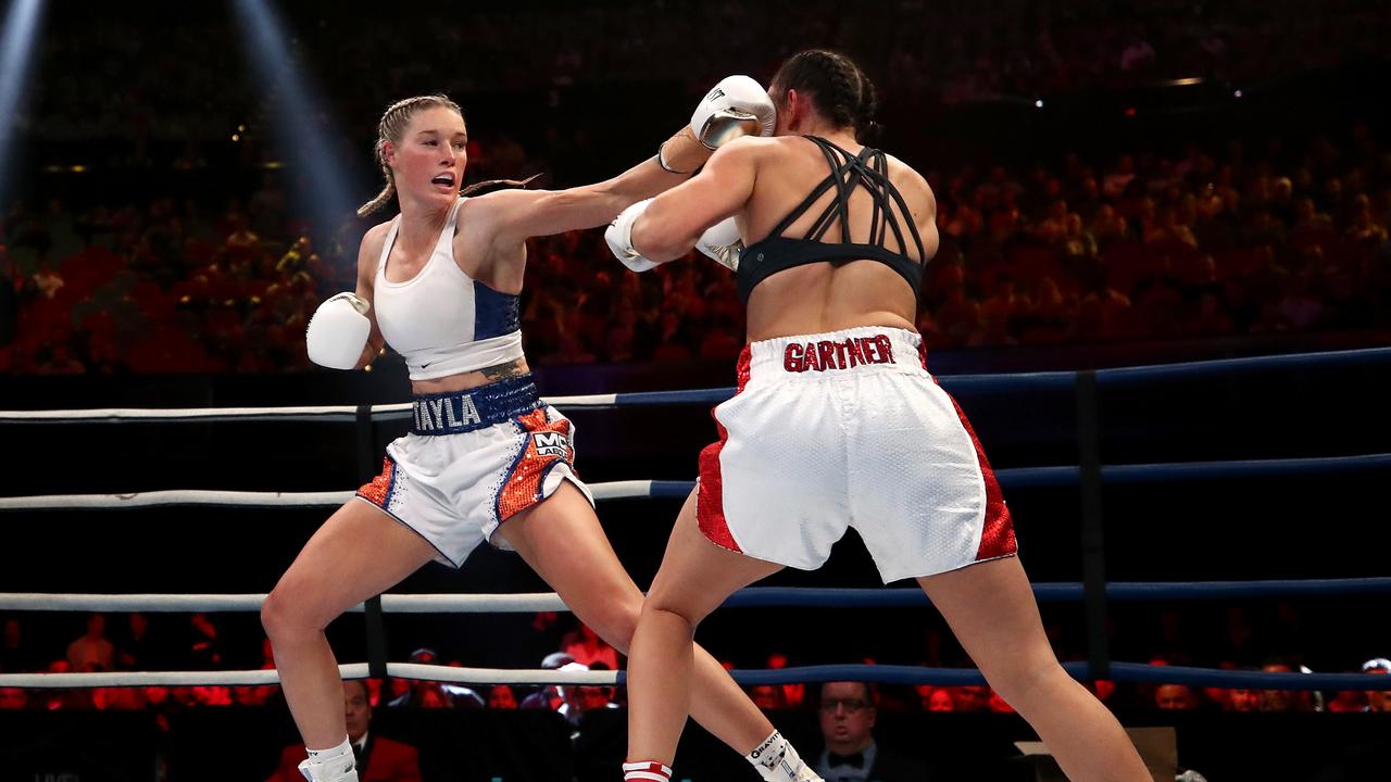 AFLW STAR TAYLA HARRIS GETS KO WIN IN AUSTRALIAN TITLE FIGHT 