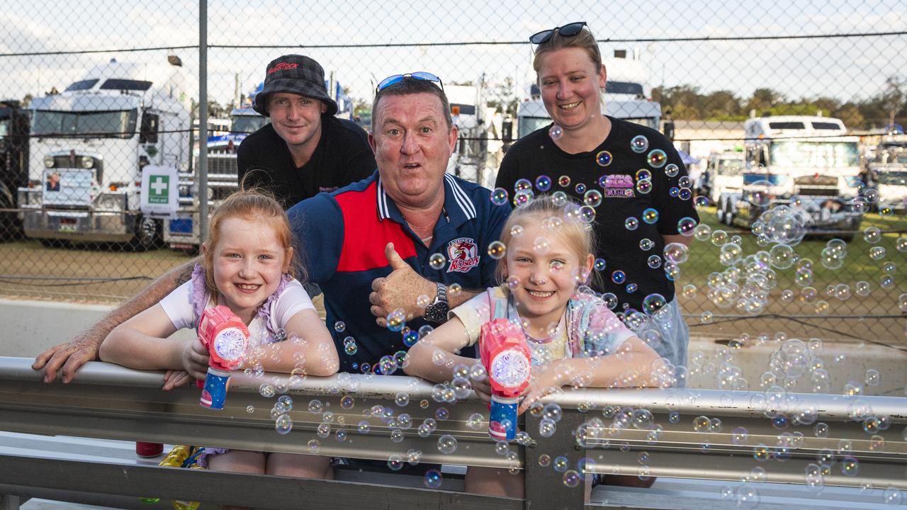 At Lights on the Hill Trucking Memorial are (from left) Piper, Ryan, Ted, Willow and Serena Foody at Gatton Showgrounds, Saturday, October 5, 2024. Picture: Kevin Farmer