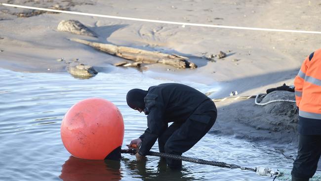 The C-Lion1 submarine telecommunications cable being laid from the military base island Santahamina in Helsinki, Finland. Picture: AFP.