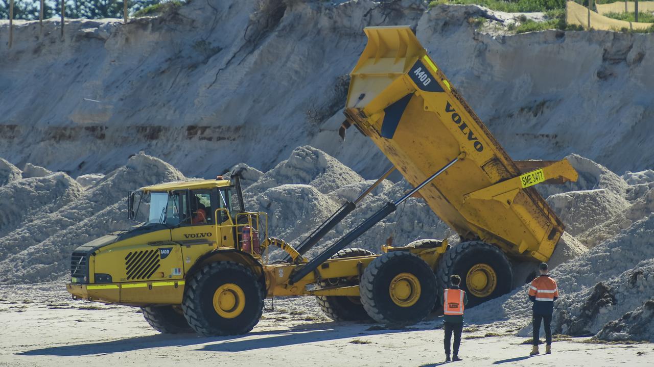 Sand carting at West Beach boat ramp last winter. Picture: Roy VanDerVegt