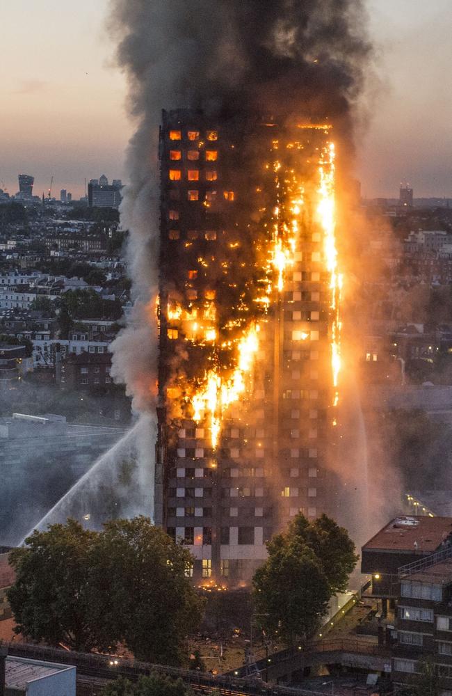 Flames were seen engulfing Grenfell Tower. Picture: Jeremy Selwyn / Evening Standard / eyevine / australscope