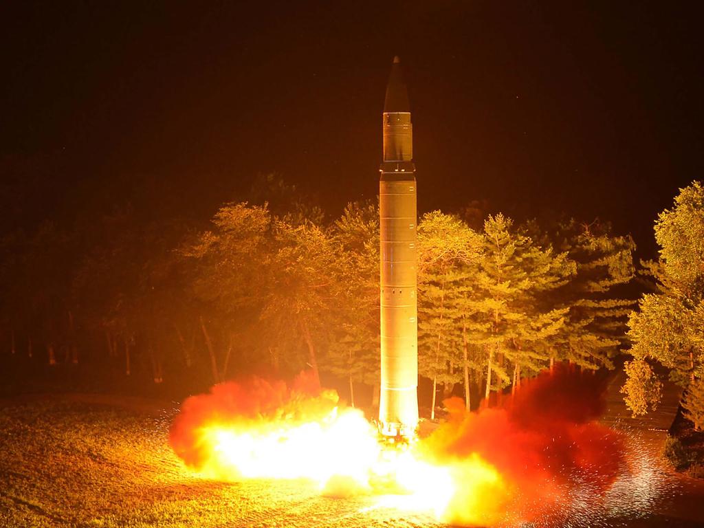 North Korea launches its Hwasong-14 ICBM in 2017. Picture: AFP/KCNA via KNS