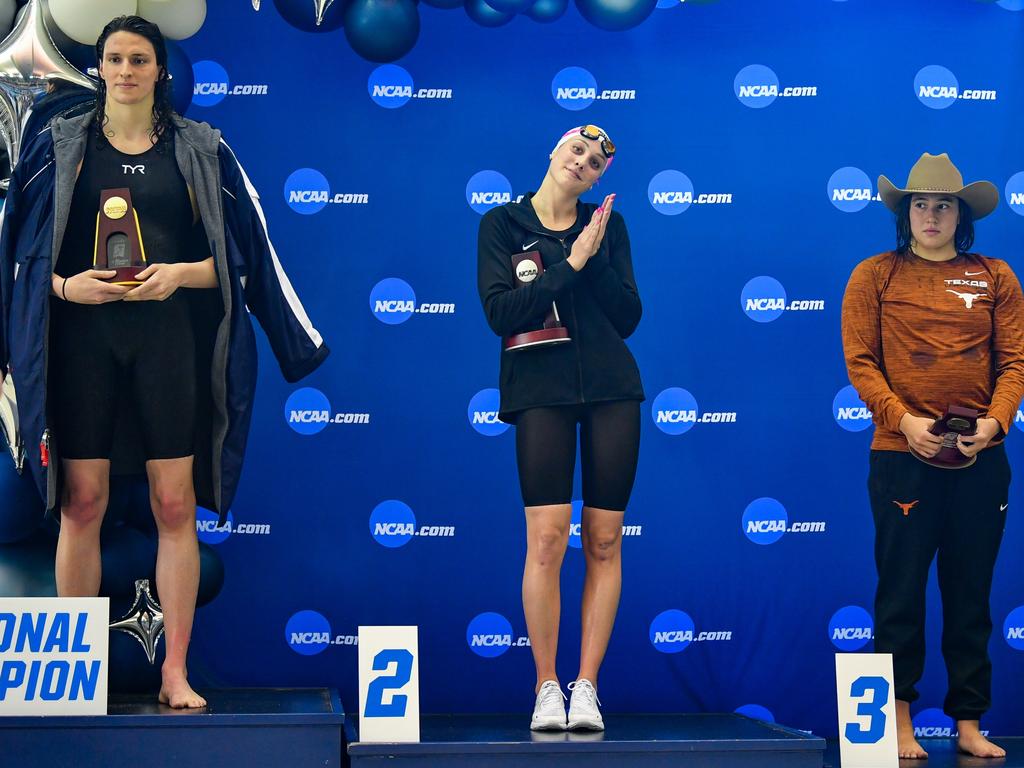 Lia Thomas (Far left) began hormone replacement therapy in May 2019. She transitioned from the University of Pennsylvania men’s team to the women’s team in 2021.