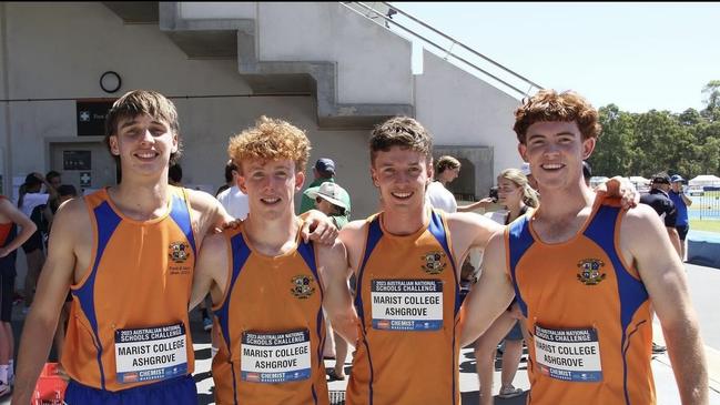 Joel Drew (left) with his Ashgrove track and field mates.