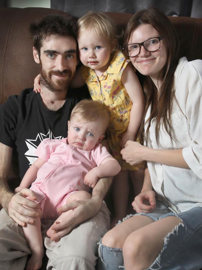 Ben Pink, his partner Sarah, and their daughters, Daisy and Dahliah. Picture: Dean Martin