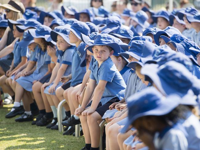 Students during the official opening ceremony of the Saint Mary of the Cross Learning Centre. Picture: Troy Snook