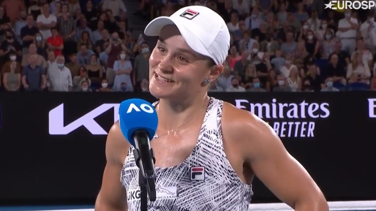 Ash Barty after her Australian Open semi-final win.