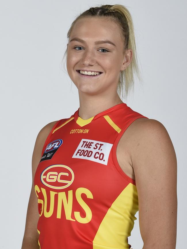 Maddison Levi during the Gold Coast Suns AFLW 2021 Official Team Photo Day. Picture: Matt Roberts/AFL Photos.