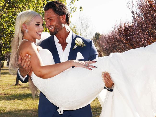 Sam and his MAFS wife Elizabeth on their “wedding day”. Picture: Nigel Wright