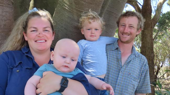 Ben Walker, Michelle Roe and their kids Blue and Murphy. Picture: Arj Ganesan