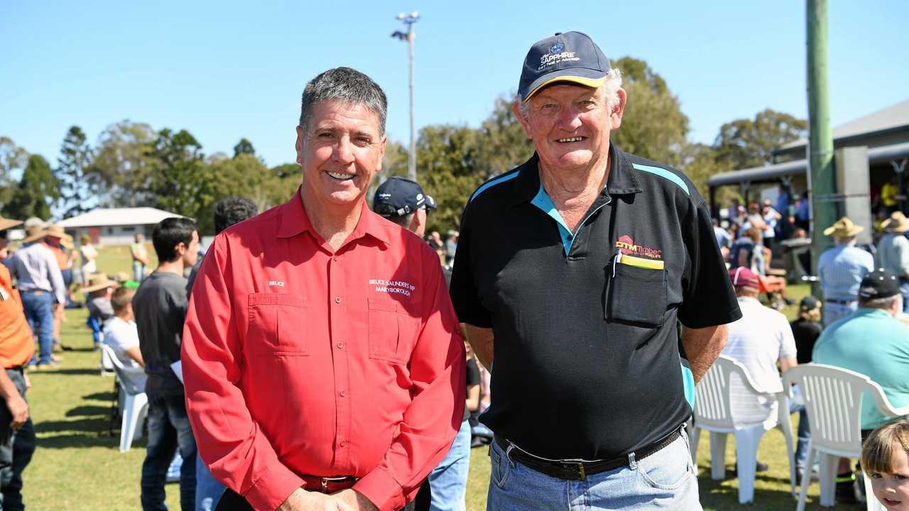 FUTURE FOCUS: Maryborough MP Bruce Saunders and director of DTM Timber Raymond (Curly) Tatnell. Picture: Cody Fox