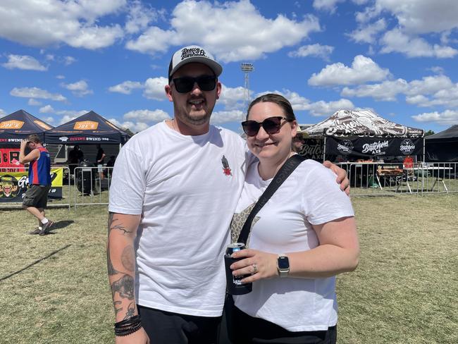 Nicholas Barron and Ashleigh Barron at the 2024 Meatstock Festival at Bendigo Showgrounds. Photo: Himangi Singh