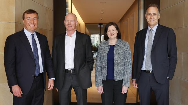 Business Council of Australia chief executive Bran Black, Cochlear CEO Dig Howitt, BP Australia president Lucy Nation and Wesfarmers CEO Rob Scott at the BCA Competitiveness and Productivity Roundtable, exclusive to The Australian. Picture: John Feder