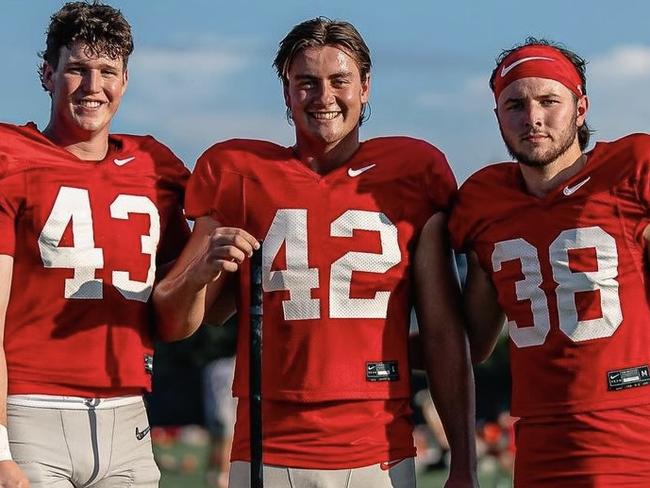 Joe McGuire, centre, with Ohio State teammates. Picture: Instagram