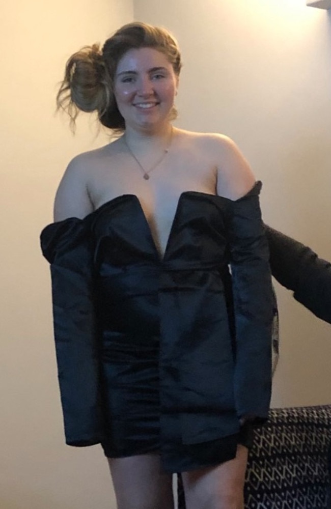 Niamh ODonnell, 20 was horrified after her dress left her looking like she’d worn a ‘bin bag’. Picture: Triangle News 