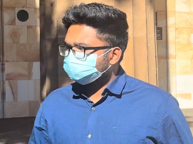 Guarev Shah leaves the Adelaide Magistrates Court after his first hearing.