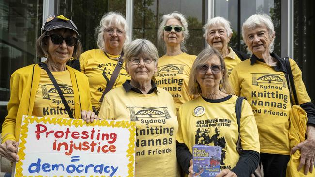 Protesters outside the Supreme Court as the NSW Commissioner of Police attempts to stop a planned protest by Rising Tide at the Port of Newcastle this month. Picture: NewsWire