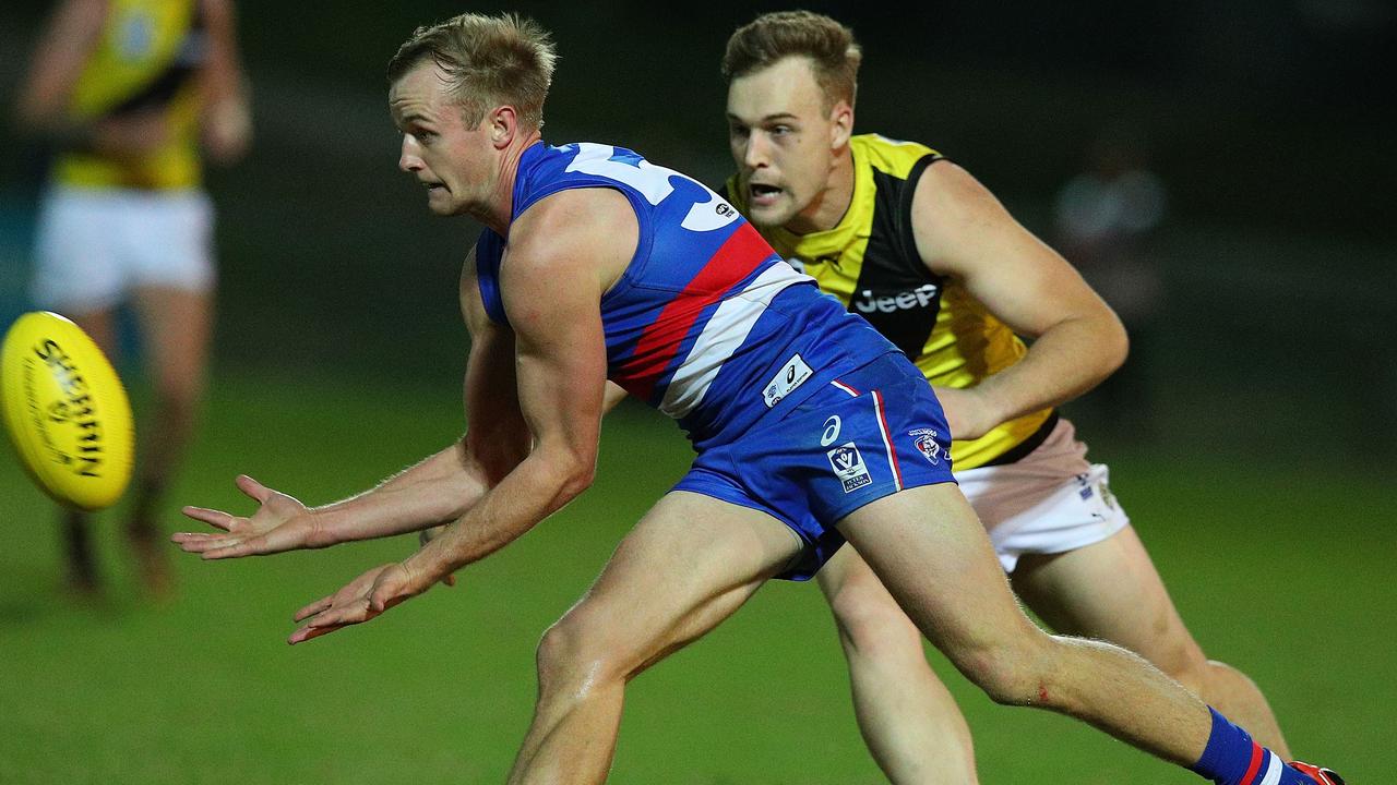 MELBOURNE, AUSTRALIA - MAY 05:  William Hayes of Footscray in action during the round five VFL match between Footscray and Richmond at Whitten Oval on May 5, 2018 in Melbourne, Australia.  (Photo by Graham Denholm/AFL Media/Getty Images)