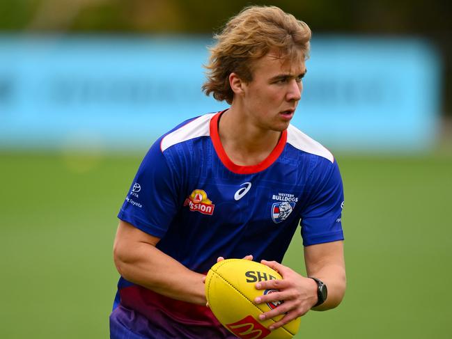 Ryley Sanders has been a standout in his first pre-season at Whitten Oval. Picture: Morgan Hancock/Getty Images