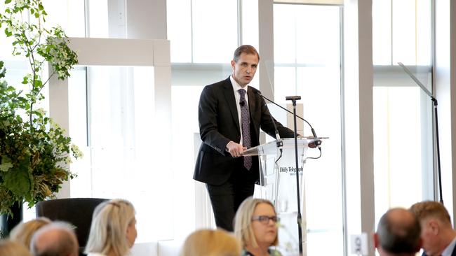 Ben English editor of The Daily Telegraph speaking at The Daily Telegraph's Bradfield Oration event at Luna Park Sydney. Picture: Damian Shaw