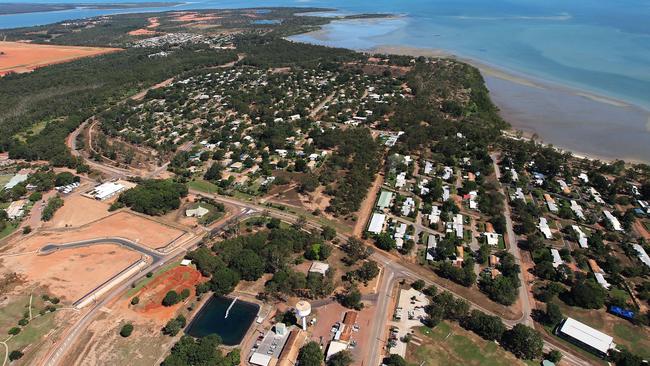 Aerial views of the township of Weipa.