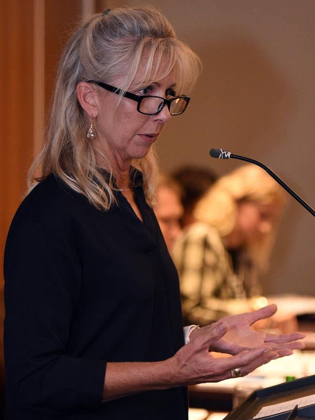 Stephanie Asher, Liberal Federal election candidate speaks to the Ocean Grove forum.