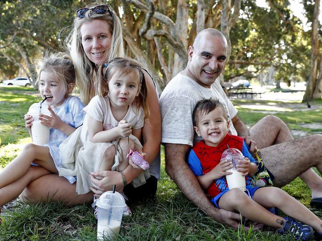 Mieke and Neil Galvin with children Araylia, Tallulah, and Julius. Picture: Sam Ruttyn