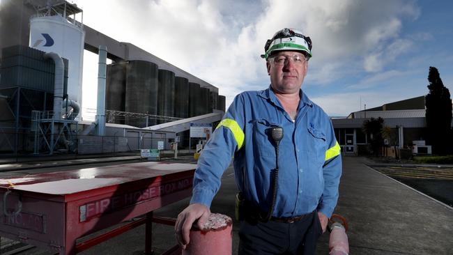 Alcoa employee Mark Burridge outside the Alcoa aluminium smelter in Portland Victoria. Picture: David Geraghty