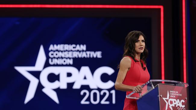 South Dakota Gov. Kristi Noem addresses the Conservative Political Action Conference held in the Hyatt Regency in Orlando, Florida. Picture: AFP