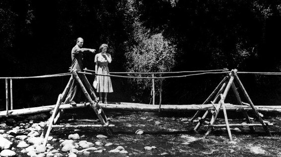 Princess Elizabeth with the Duke of Edinburgh at Treetops, Kenya in 1952.