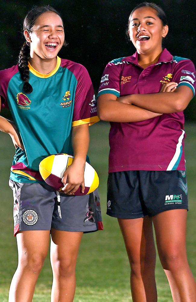 Keira Rangi and Harlem Walker as juniors in 2020. Both were part of the Dolphins under 19s squad (AAP image, John Gass)