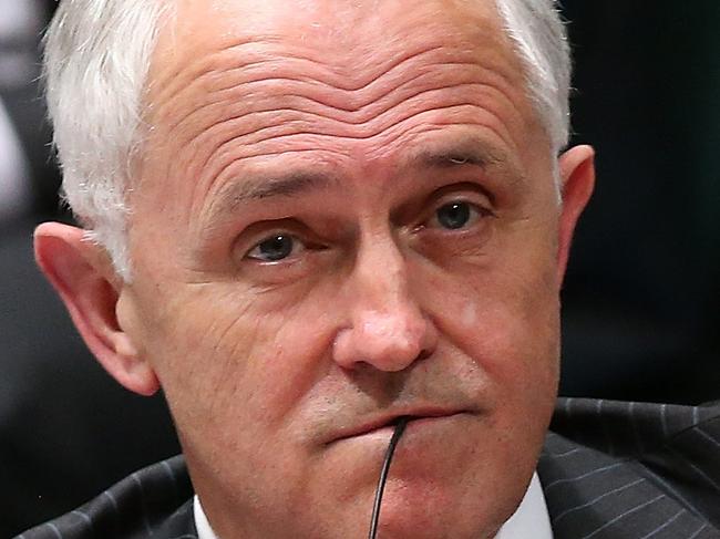 PM Malcolm Turnbull in Question Time in House of Representatives Chamber, Parliament in Canberra. pic by Kym Smith