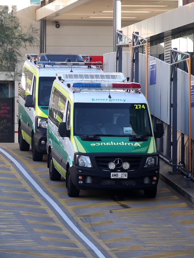 Ambulances at the Flinders Medical centre. Picture: NCA NewsWire / Kelly Barnes