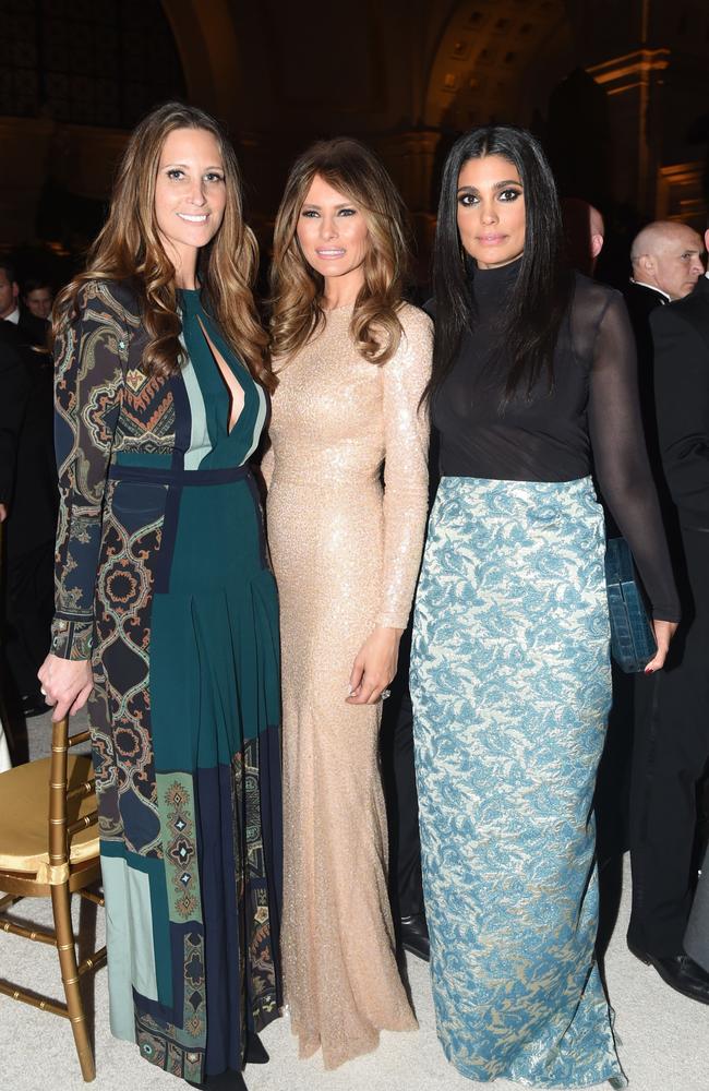 Stephanie Winston Wolkoff and Melania Trump, pictured with Rachel Roy in 2017. Picture: Rex Features/Splash News