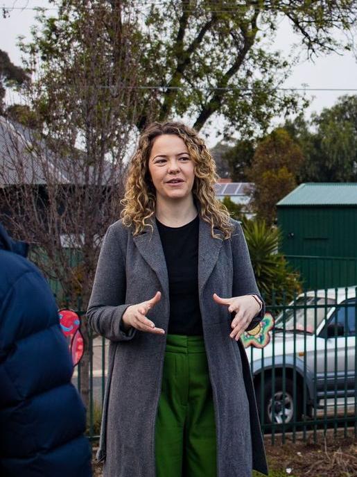 Labor Candidate for Elder Nadia Clancy at the Clarence Park train station. Picture: Supplied