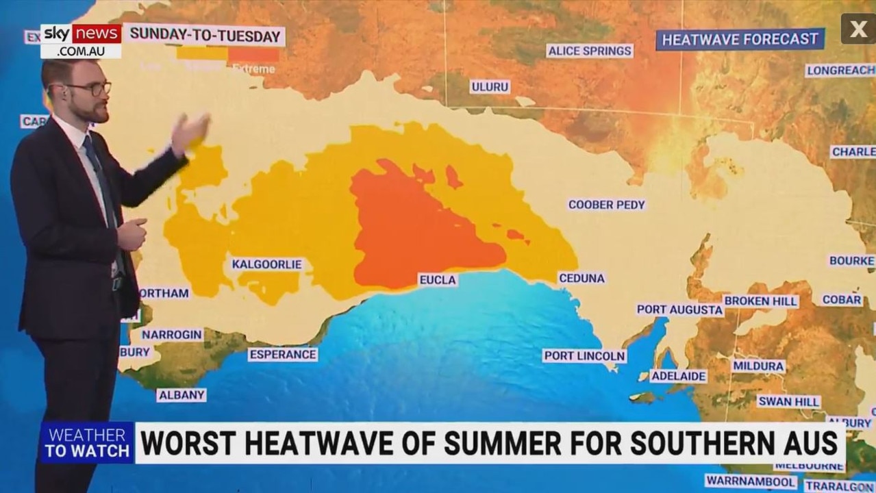 热浪起源于西澳，正逐渐向东海岸移动。 图片：天空新闻