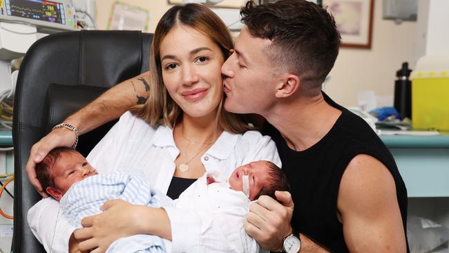 Monica Rosa Morata and Ollie Bracewell with twins Romeo (left) and Mimi (right).