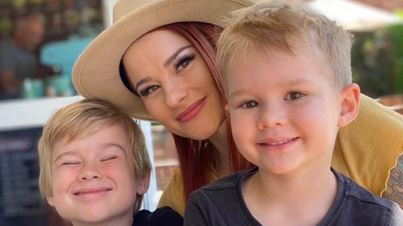 Sunshine Coast cake maker Samantha Nolan, with sons William and Joey.