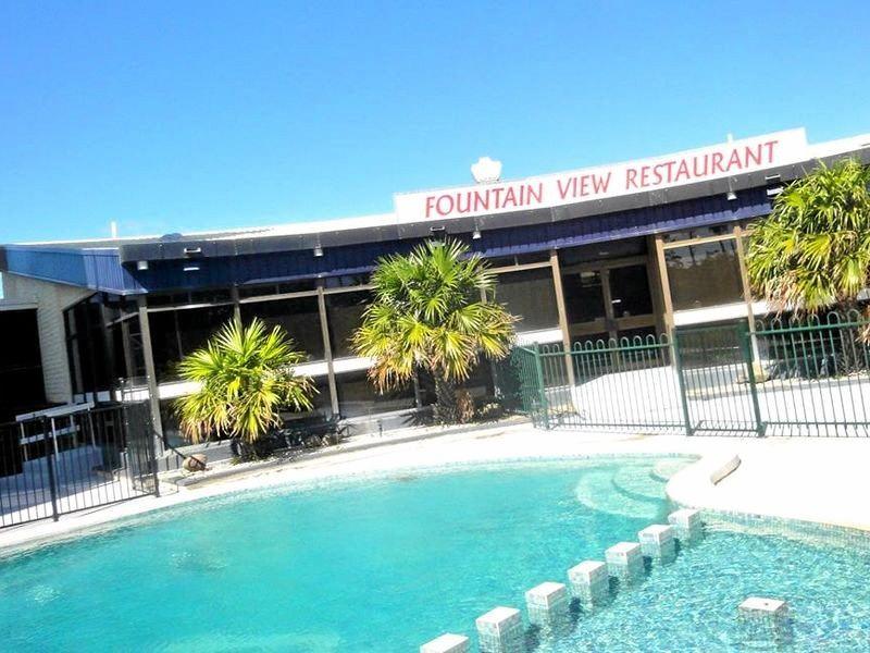 The Fountain View Restaurant overlooks the pool which is now empty. Picture: Contributed