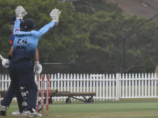 Wicketkeeper Charlie Akle appeals. Picture: Sean Teuma