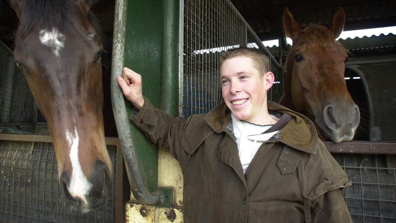 Ronnie Stewart working at Gary Portelli’s Warwick Farm stables as an apprentice in 2003. Picture: Brad Newman