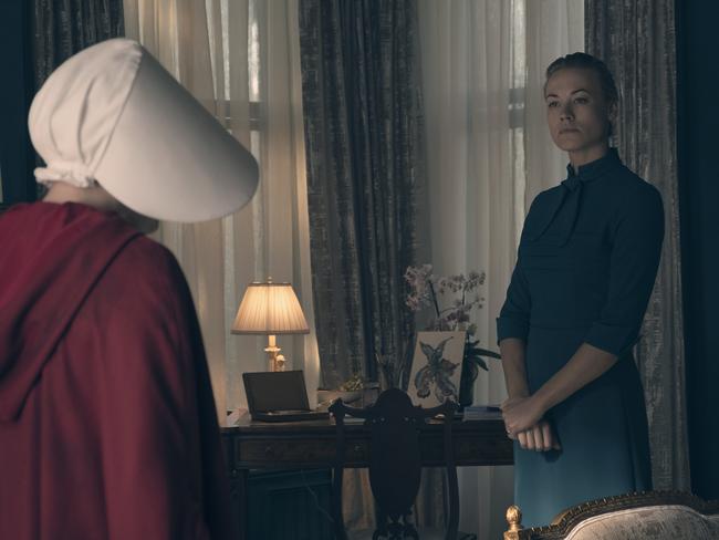 Yvonne Strahovski in a scene from the TV series The Handmaid's Tale. Picture: SBS TV