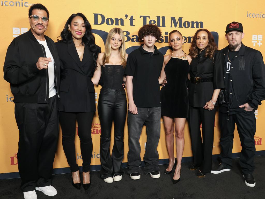 (Left to right): Lionel Richie, Lisa Parigi, Harlow Madden, Sparrow Madden, Nicole Richie, Brenda Harvey-Richie, and Joel Madden. Picture: Rodin Eckenroth/Getty Images