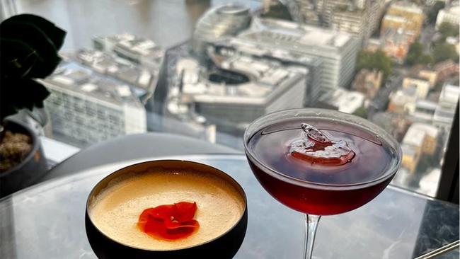 Cocktails at GONG bar on level 52 of Shangri-La The Shard, London.