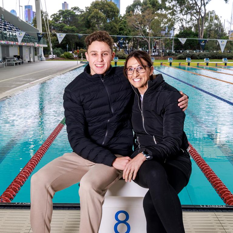 Australian Swimming World Championship Trials Hayley Lewis Celebrates Son Kai Taylors Win