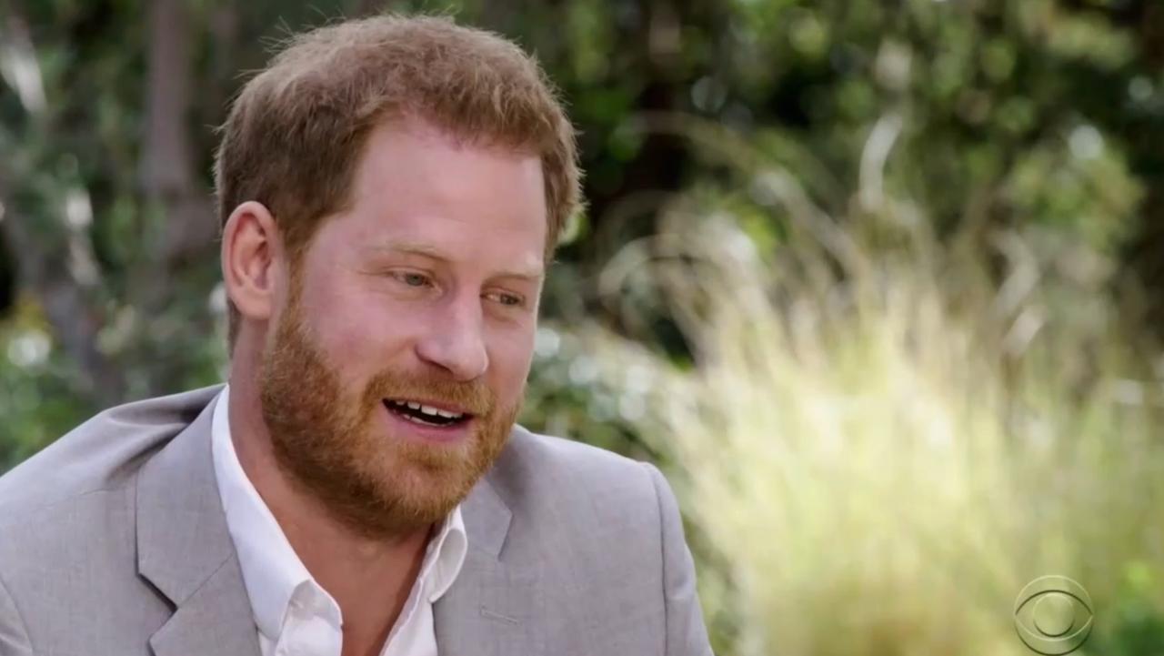 Asked by Oprah what “delights” him, Prince Harry said taking bike rides with his son. Picture: Screengrab