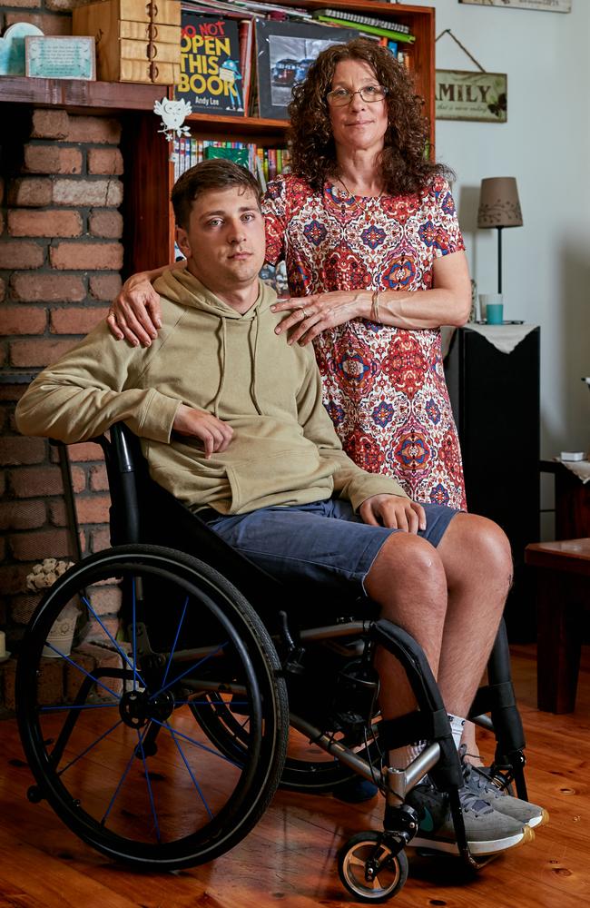 Josh pictured with his mum Leanne. Picture: Tina Smigielski/news.com.au